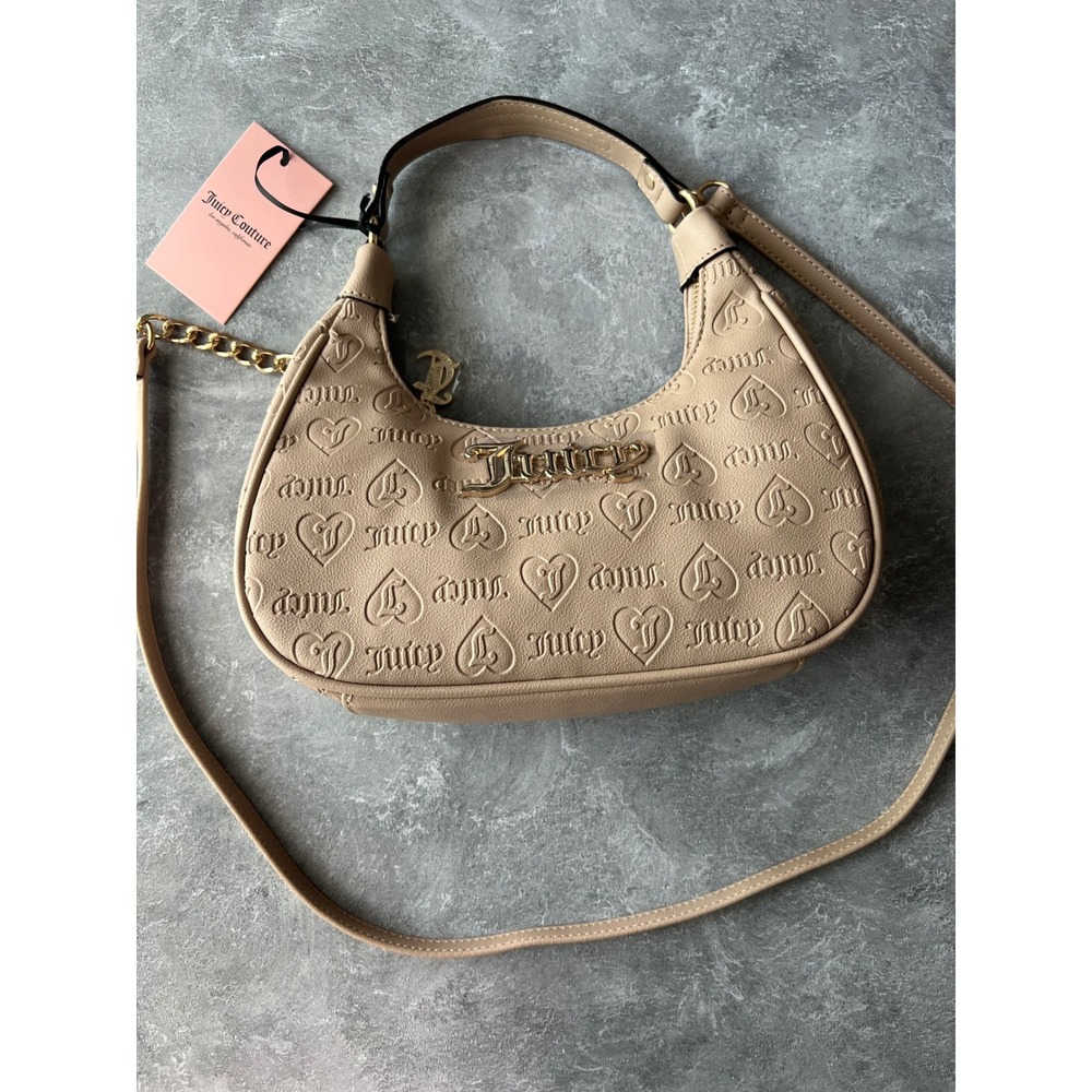 Juicy Couture Cafe Semi Charmed Hobo Embossed Logo Shoulder Bag Purse Y2K